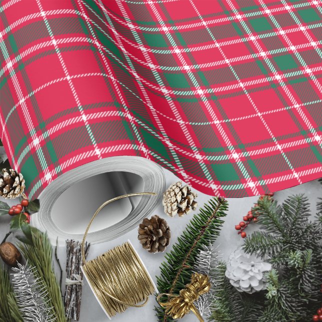 Tartan - Red Green and White Wrapping Paper (Tartan - Red Green and White Wrapping Paper by Leapfroglisics Shop)