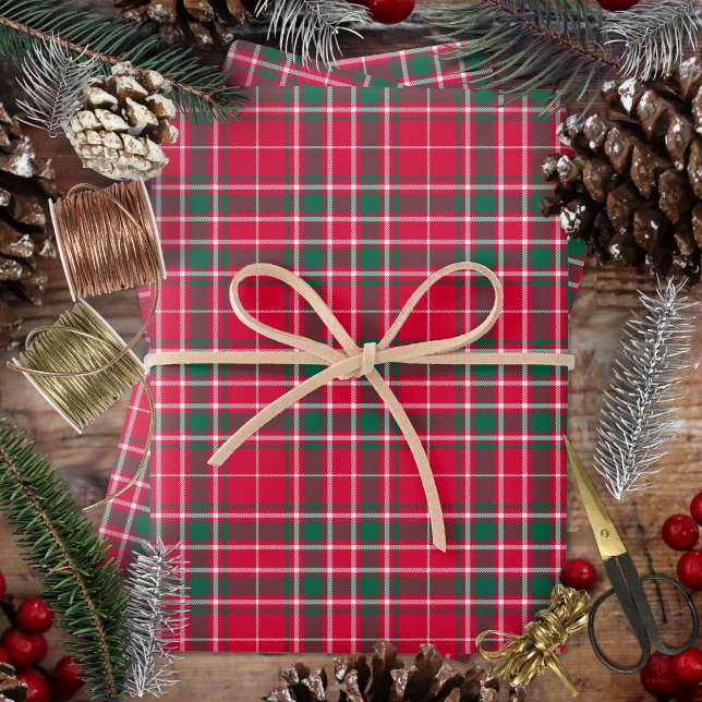 Tartan - Red Green and White Wrapping Paper Sheets (Tartan - Red Green and WhiteWrapping Paper Sheets by Leapfroglisics Shop)