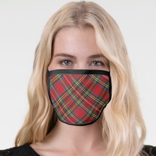 Tartan Red Green Plaid Fashion Mens or Womens Face Mask