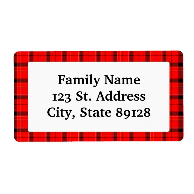 Tartan Red Plaid Christmas Background Label (Front)