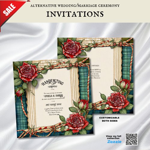 TARTAN RIBBON HANDFASTING CEREMONY INVITATIONS