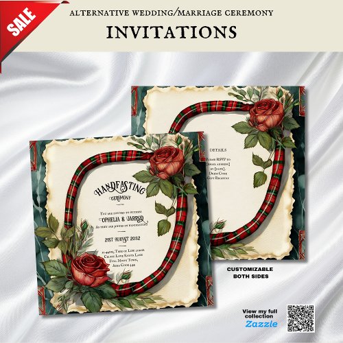 TARTAN RIBBON HANDFASTING CEREMONY INVITATIONS