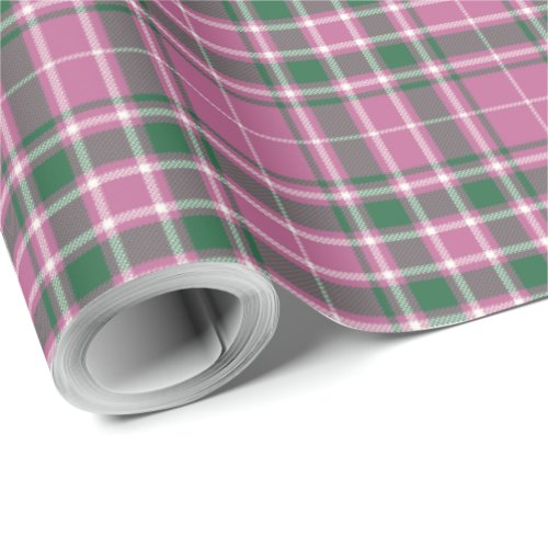 Tartan _ Rose Pink_Emerald Green_Ivory Wrapping Paper