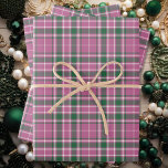 Tartan - Rose Pink-Emerald Green-Ivory Wrapping Paper Sheets