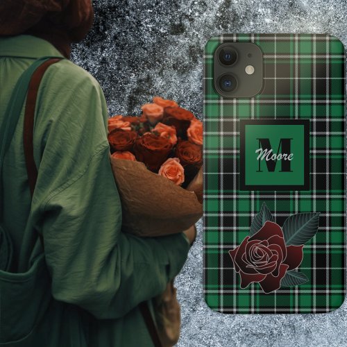 Tartan _ Rose with Black and Green Phone Case