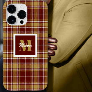 Tartan - Russet Red Off White and Caramel Gold Case-Mate iPhone 14 Pro Max Case