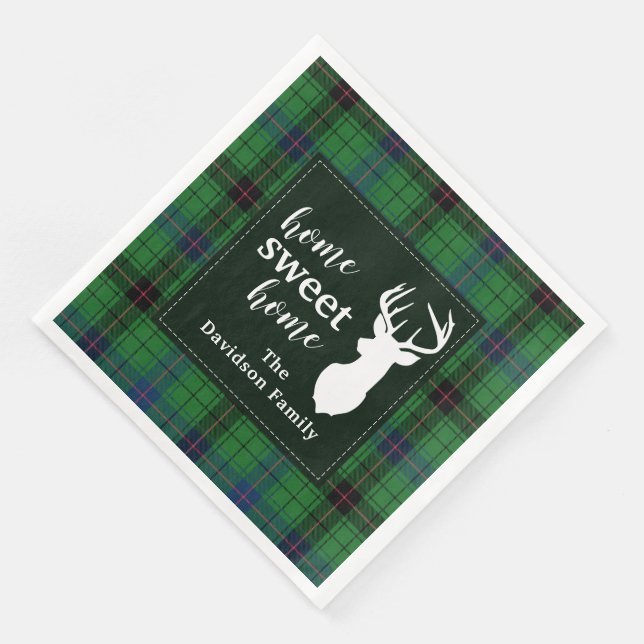 Tartan Rustic Retro Davidson Plaid Holiday Paper Dinner Napkins (Corner)