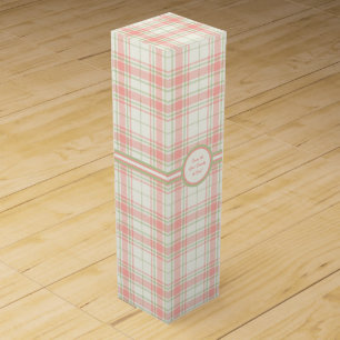 Tartan - Sage Green, Salmon Pink and Ivory Wine Box