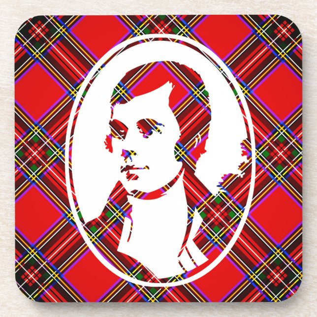 Tartan Scotland's Bard Rabbie Burns Beverage Coaster (Front)