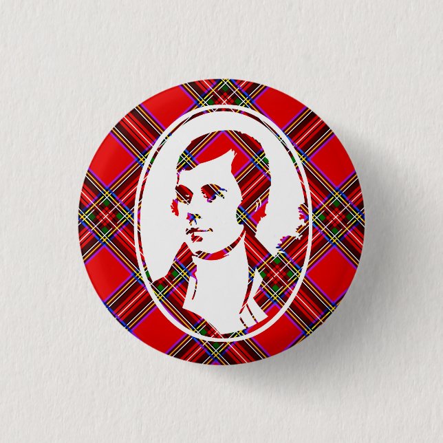 Tartan Scotland's Bard Robbie Burns Button (Front)