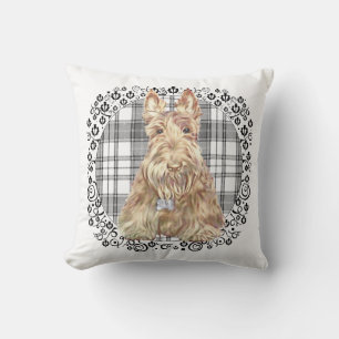 Tartan Scottie Black &  White Throw Pillow