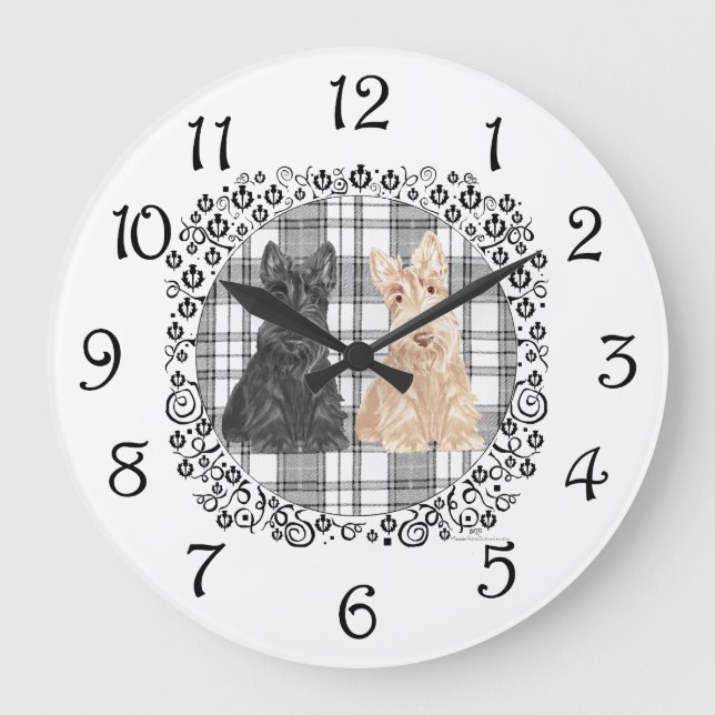 Tartan Scotties Large Clock (Front)