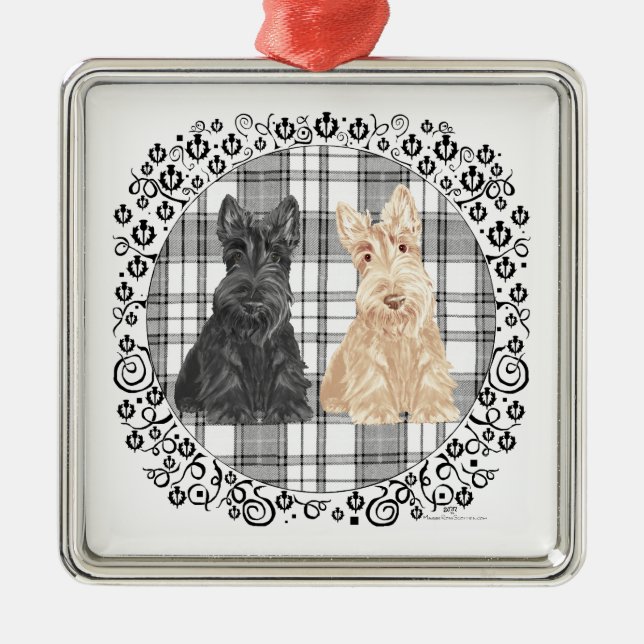Tartan Scotties Metal Ornament (Front)