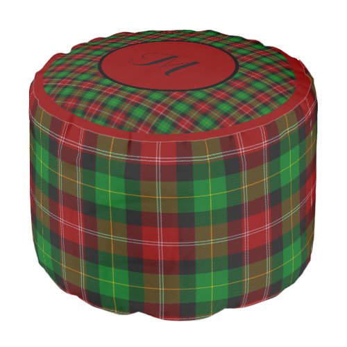 Tartan Scottish Pattern Monogrammed Pouf