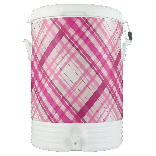  Tartan scottish pink white Plaid Classic Blue  Beverage Cooler (Front)