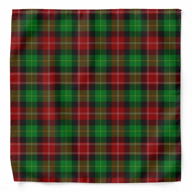 Tartan Scottish Plaid Red & Green Clan Pattern Bandana (Front)