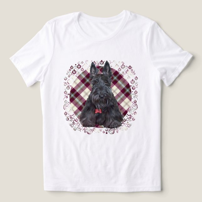 Tartan Scottish Terrier Tri-Blend Shirt (Design Front)