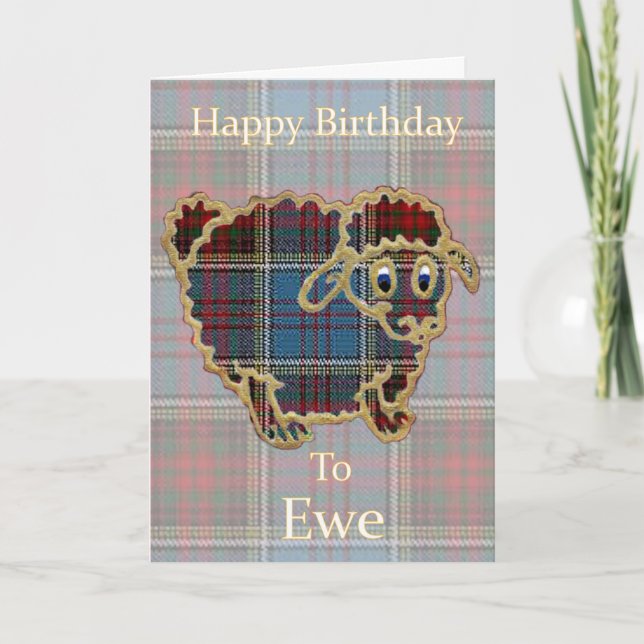 Tartan Sheep "Happy Birthday to Ewe" Funny Card (Front)