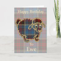 Tartan Sheep "Happy Birthday to Ewe" Funny