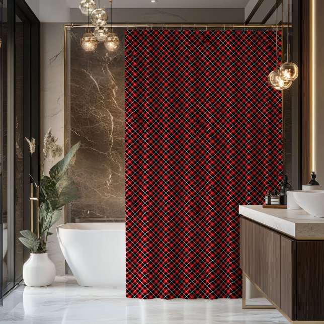 Tartan Shower Curtain Red Black Gift for Nesting (Tartan Shower Curtain Red Black Gift for Nesting)