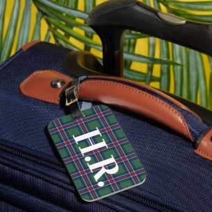 Tartan squares pattern personalized luggage tag