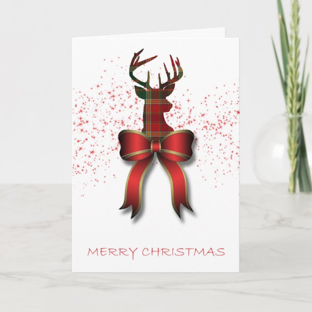 Tartan stag Christmas card. Holiday Card (Front)