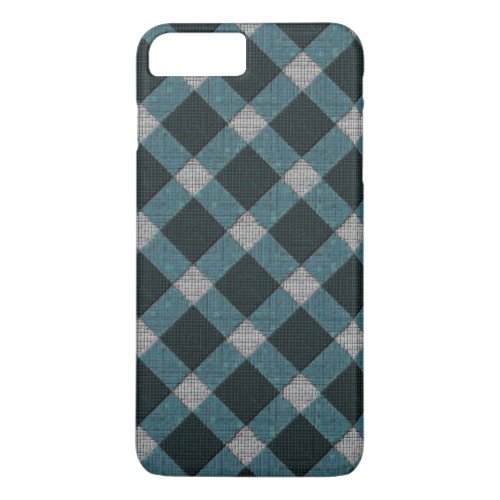 Tartan style in gray cyano and light carved relief iPhone 8 plus7 plus case