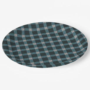 Tartan style in gray cyano and light carved relief paper plates
