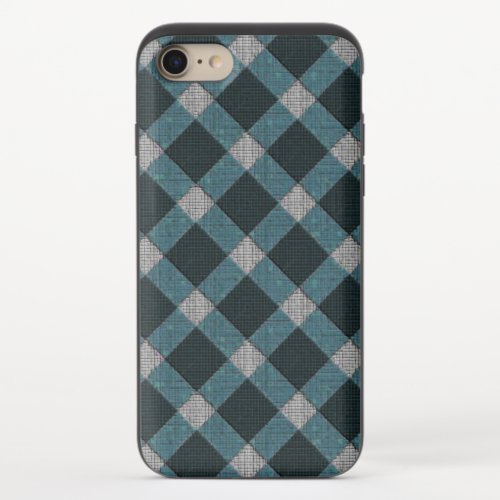 Tartan style in gray cyano and light carved relief iPhone 87 slider case