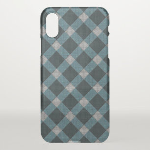 Tartan style in gray cyano and light carved relief iPhone x case