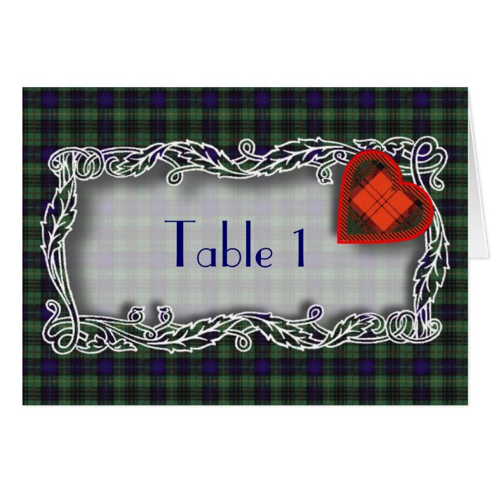 Tartan Table number card   Stewart Hunting