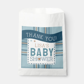 Tartan Teddy Bear, Baby Boy Shower Customizable Favor Bag