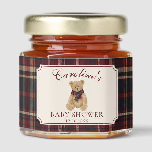 Tartan Teddy Bear Baby Shower Honey Jar Favors