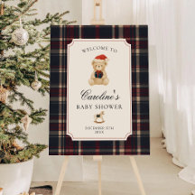 Tartan Teddy Bear Baby Shower Welcome Foam Board