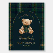 Tartan Teddy Bear Baby Shower Welcome Foam Board
