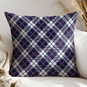 Tartan Throw Pillow Coral Navy Gift for Girls