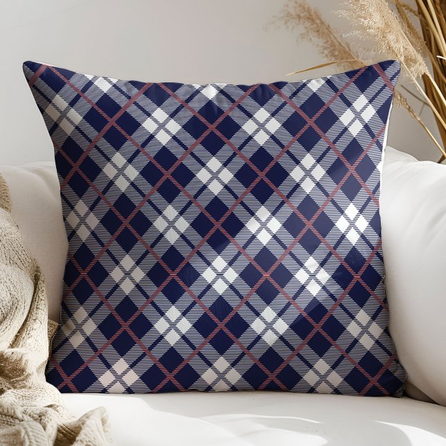 Tartan Throw Pillow Coral Navy Gift for Girls (Tartan Throw Pillow Coral Navy Gift for Girls)