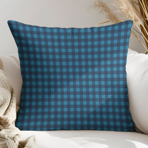 Tartan Throw Pillow Masculine Navy Blue Accent