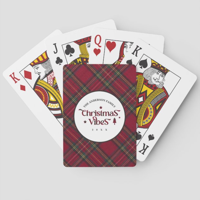 Tartan Treasures: Retro Christmas Vibes Poker Cards (Back)