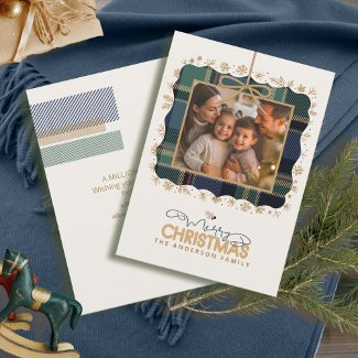 Tartan Trim Christmas One Photo Message ID1141B