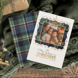 Tartan Trim Christmas One Photo Template ID1141B