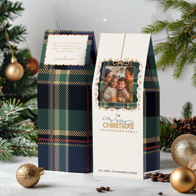 Tartan Trim Christmas One Photo Template ID1141B Roasted Coffee (Creator Uploaded)
