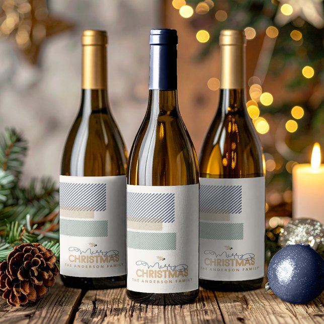 Tartan Twill Merry Christmas Blue ID1141B Wine Label (Creator Uploaded)