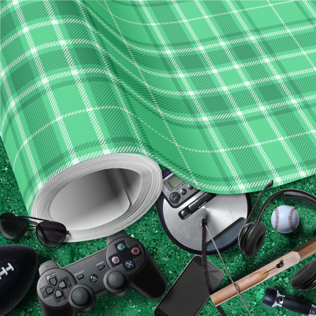 Tartan - Vibrant Medium Green to Dark Green Wrapping Paper (Tartan - Vibrant Medium Green to Dark Green Wrapping Paper by Leapfroglisics Shop)