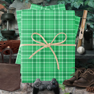 Tartan - Vibrant Medium Green to Dark Green Wrapping Paper Sheets