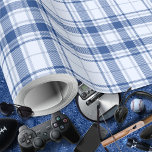 Tartan - Vibrant Pastel blue to Navy Blue Wrapping Paper