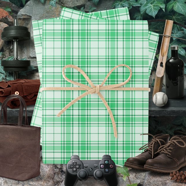 Tartan - Vibrant Pastel Green to Dark Green Wrapping Paper Sheets (Tartan - Vibrant Pastel Green to Dark Green Wrapping Paper Sheets by Leapfroglisics Shop)