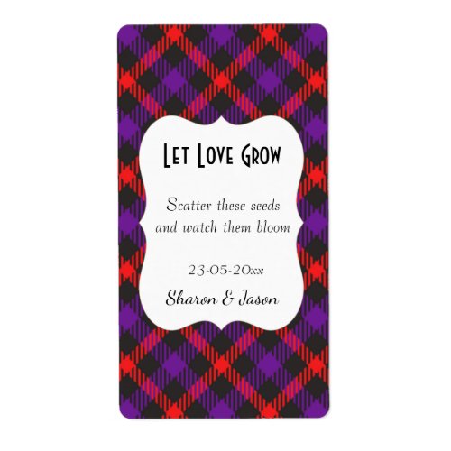 Tartan Wedding Favor Seed Pack Label Let Love Grow