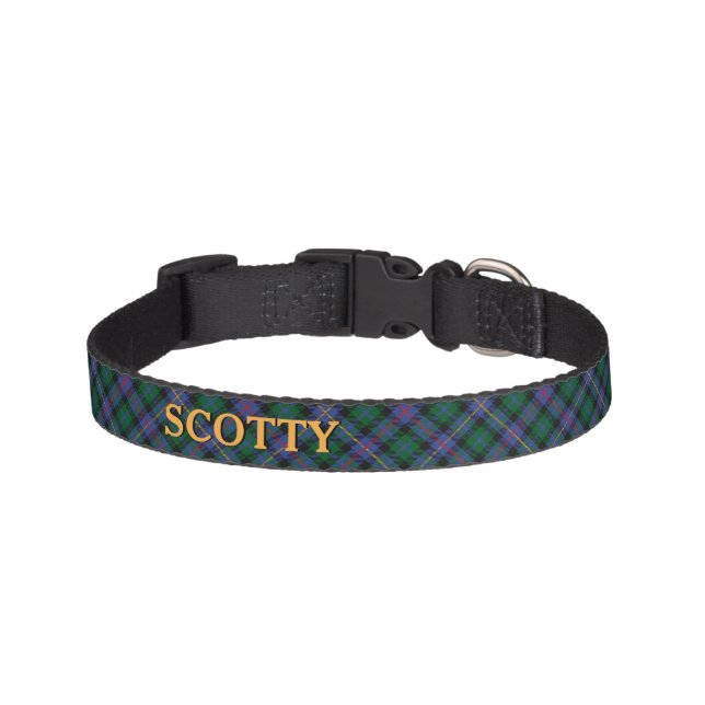 Tartan with Dog's Name Pet Collar (Front)