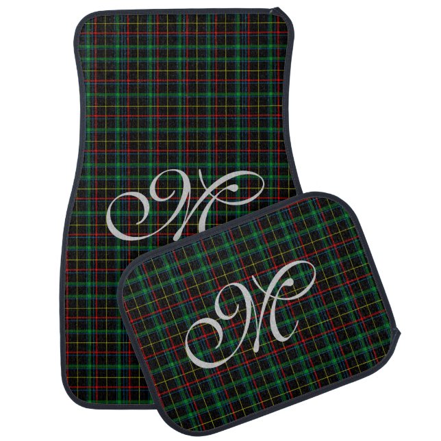 Tartan With Personalized Monogram Car Floor Mat (Set)